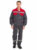 Костюм "Нова" КУРТКА+БРЮКИ, цв. сер/красн.